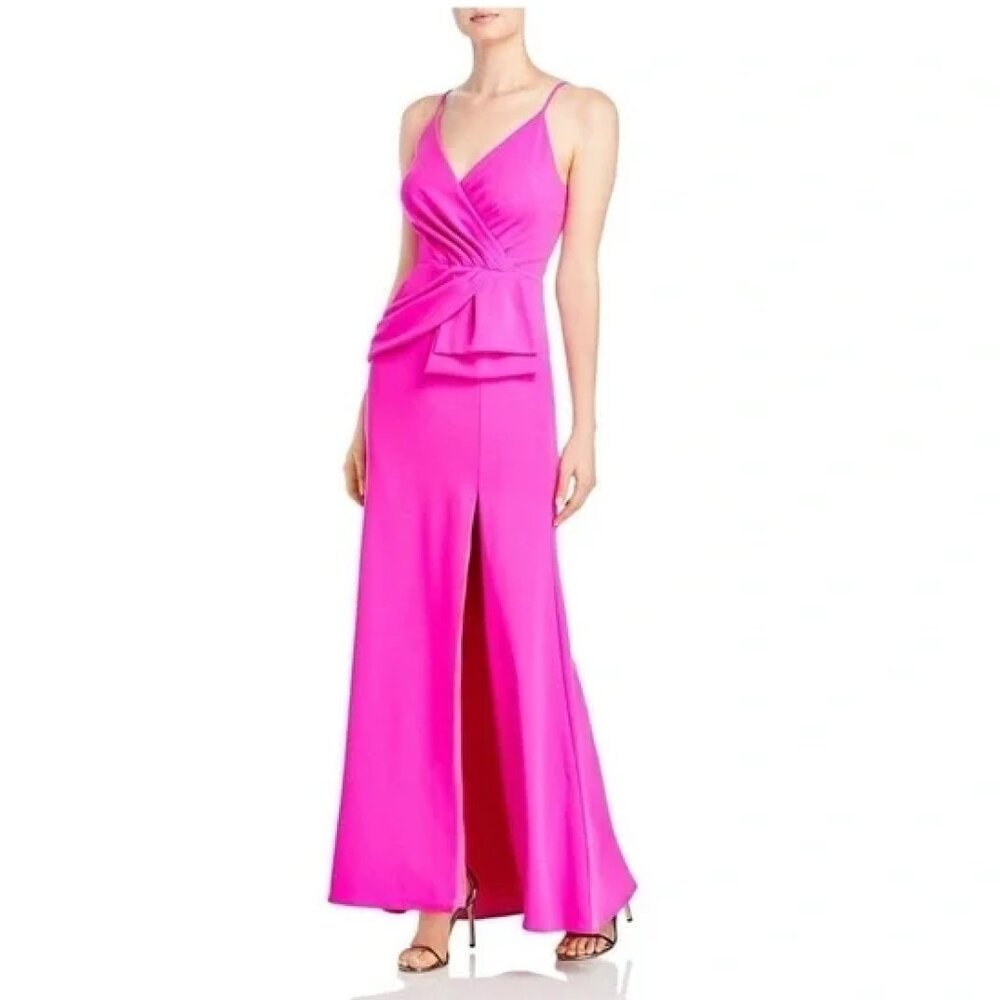 Aqua Pink Spaghetti Strap Full-Length Evening Sheath Dress